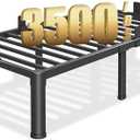 Yitong Angel 18 inch Twin Bed Frame with Rounded Corner Legs and Headboard Hole Mattress Slide Stopper 3500 LBS Heavy Duty Support Metal Platform,No Box Spring Needed, Noise Free, Easy Assembly