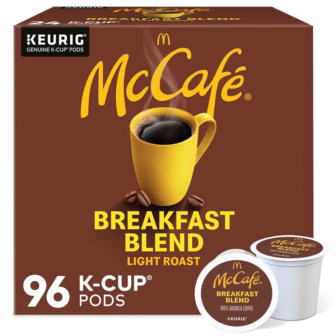 McCafe Breakfast Blend Coffee, Keurig Single Serve Keurig K-Cup Pods, Light Roast, 96 Count (4 Packs of 24) (EXP 06/01/27)