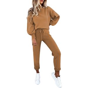 Fixmatti Women's 2 Piece Outfits Long Sleeve Pullover Sweatshirt Jogger Pants Sweatsuit, L