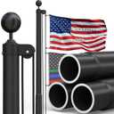 25FT Heavy Duty Flag Pole for Outside House, 11-Gauge Black Thick Design,Aerospace-Grade Aluminum Flagpole Kit, 3x5 Embroidered Nylon Flag, 120MPH Wind Rated Flagpoles, In-Ground