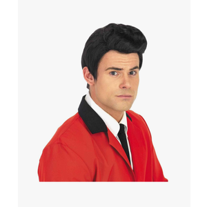fun shack 50's Men's Black Wig with Sideburns, 1950s Costume Wig for Men, Retro Black Wig for Boys, One Size