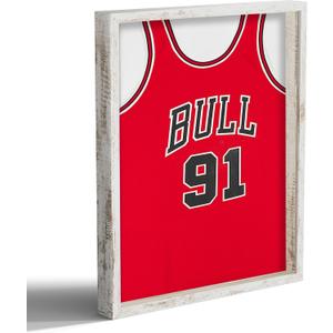 16x20 Large Shadow Box Picture Frame with Soft Linen Back, Distressed White Wooden Jersey Frame Memory Display Case with Tempered Glass Cover for Wall Display