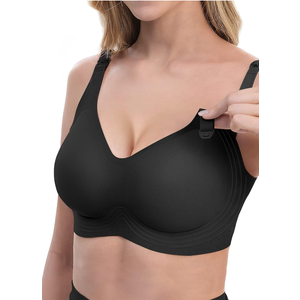 Nursing Bras for Breastfeeding, Buttery Soft Touch and Comfy Maternity Bra for Women,Wireless Seamless Women’s Sleeping Nursing Maternity Bralette with Pads & Extra Extenders for Pregnancy Black