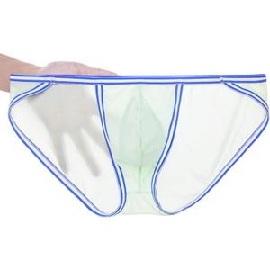 ZONBAILON Men's Briefs Dual Pouch Ice Silk Underwear See Through Thin Breathable Sexy Panties (XXL)