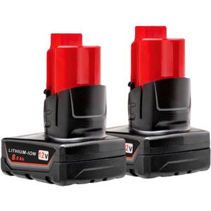 Battery Replacement for Milwaukee M12 12v: Batteries 8.0 ah Lithium Compatible with Milwaukee 12 Volt Cordless Power Tools 2 Pack