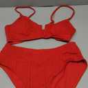 Women's V Cut High Waisted Bikini Ribbed V-Wired Cami Two Pieces Swimsuit S