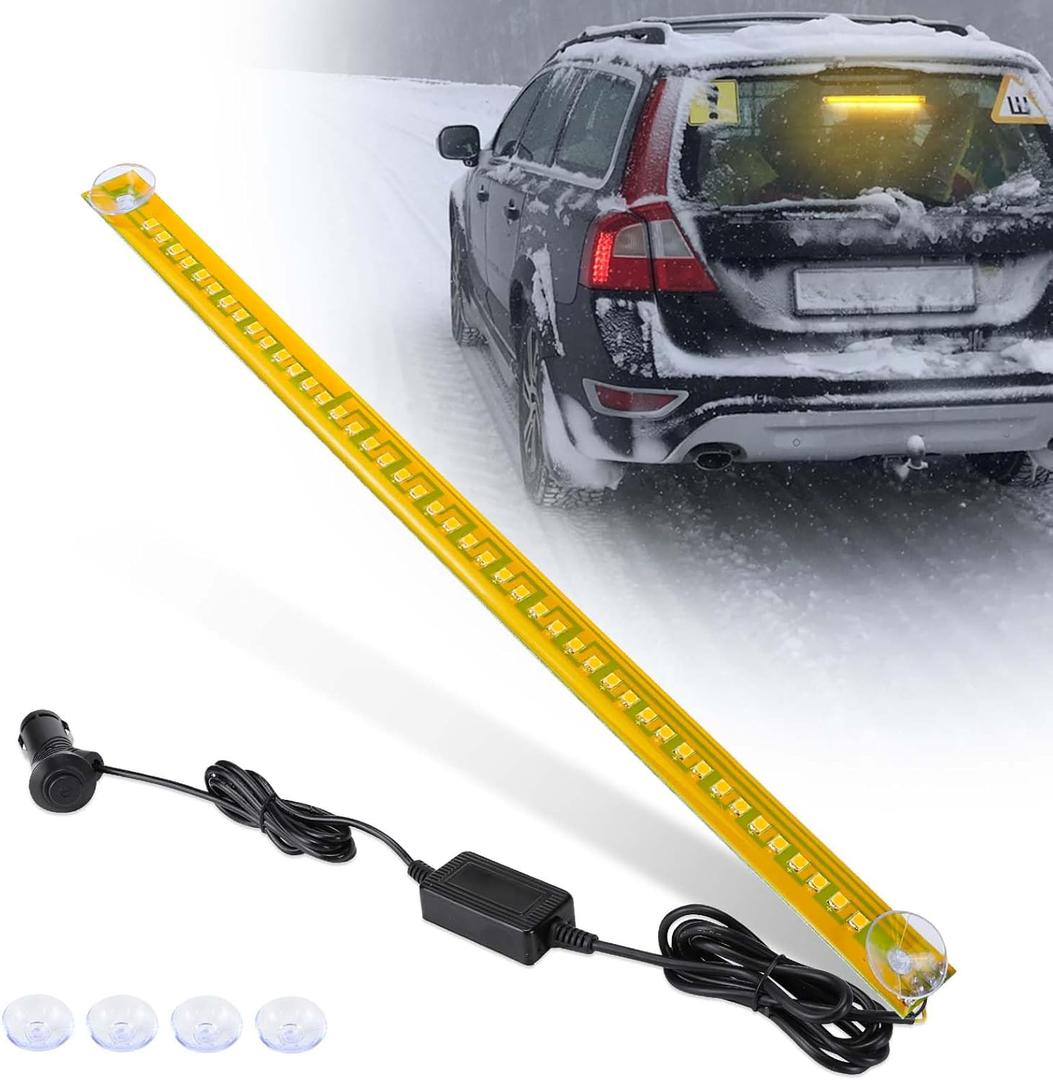 12Inch Mini Emergency Strobe Lights, Amber 44 LED Warning Flashing Safety Dash Front/Rear Windshield Lights for Construction Vehicles Trucks