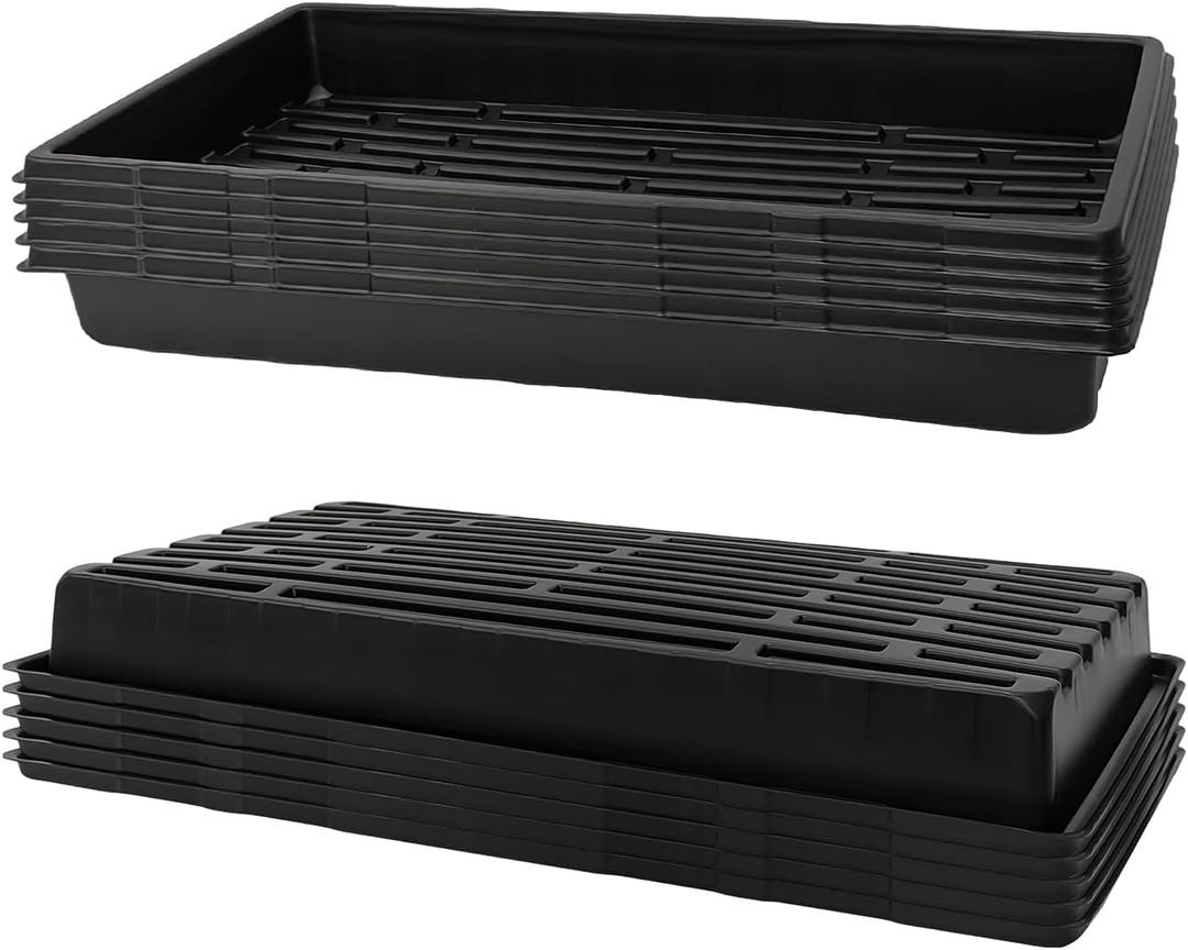 10 Pack 1020 Trays, Extra Thick Heavy Duty Seed Starting Trays - No Holes, No Leak, Reusable Propagation Flats for Microgreens, Seedlings, Plant Germination, Fodder and Transplant