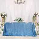 Fanqisi Sequin Table Cloths Baby Blue Glitter Sparkly Tablecloth 50x102 Inches for Baby Shower Wedding Boys Birthday Party Table Decoration