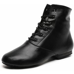 Lace Up Black Jazz Shoes Dance Boots for Women Girls Adult, Size 8