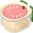 Fruit Washing Bowl, 6.3x5.9in Multifunctional Cleaner Strainer Spinner Washer for Kitchen Vegetables Wash, Containers & Fridge Storage, Colander for Outdoor Picnics (Pink)