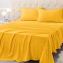 King Size Bed Sheet Set - 4 Piece Soft Microfiber Sheets with Deep Pockets, Cooling Technology, and Wrinkle-Free Pillowcase. Hotel-Quality, Durable Bedding, Spectra Yellow