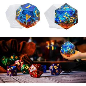 Large Polyhedral Dice Resin Mold - 2 Styles With Letter Number Silicone Mold for Epoxy Resin Crafts, DIY Room Decorations, RPG Games, DND, and Candle Making