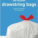 Amazon Basics Flextra Tall Kitchen Drawstring Trash Bags, 13 Gallon, 50 Count, Tear-Resistant, Unscented