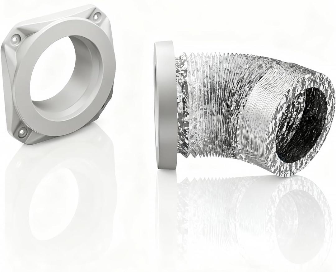 Teruaceei Magnetic Dryer Vent Coupling Kit - Quick Connect/Disconnect, Self-Aligning Airtight Seal, FR ABS V-0 Dryer Vent Connector Kit Easy to Clean, Includes 4" x 2.6ft Duct & Clamps(CV180) (Zinc White)