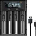 Universal Battery Charger, 4 Bay Battery Charger with Smart LCD Display Fast Charge for Rechargeable Batteries Li-ion LiFePO4 NI-MH NI-Cd AA AAA C 21700 26650 13650 16340 18350 18700 RCR123