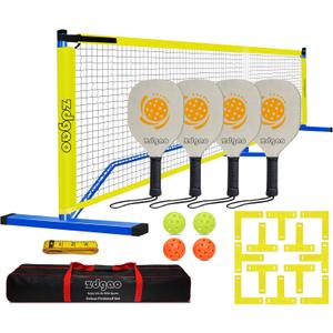 Portable Pickleball Net Set, 22FT Regularion Size Pickle Ball Net with Paddles Set, Outdoor Pickleballs and Carry Bag, Easy Setup for Indoor, Outdoor, Driveway (Blue)