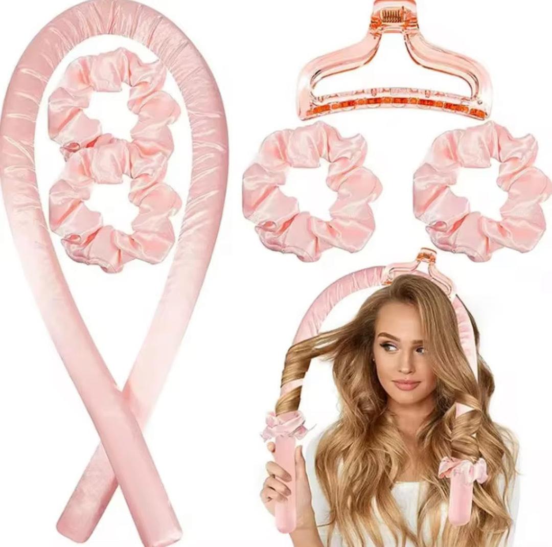 Satin Heatless Curling Set  Heatless Hair Curler for Women, Hair Curler to Sleep In - with 2 Satin Scrunchies for Overnight Curls  No Heat Damage Styling with Heatless Curler - Sunset Tie Dye