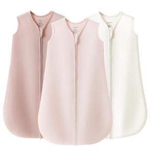 JELLYMONI Baby Sleep Sack 6-12 Months 100% Cotton Wearable Blanket, 0.5 TOG Soft Lightweight Toddler Sleeping Sack 3 Pack 2-Way Zipper Newborn Sleep Sacks (Medium, Pink/Pink/Beige)