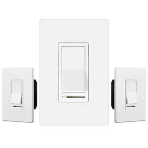 BESTTEN 3 Pack Dimmer Light Switch, Single Pole or 3 Way Dimmable Light Switch for Incandescent or Halogen Bulbs, CFL and LED Lamps, White