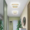 EIDISUNY Modern LED Ceiling Lights, Gold Small Hallway Ceiling Light, 32W Cool White 6000K Acrylic LED Ceiling Light Fixtures, Close to Ceiling Lights for Bedroom Kitchen Bathroom(2 Pack)