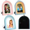 Qunclay 3 Pcs 2 x 3 Inch Boho Small Picture Frames Wallet Size Vertical Arc Resin Picture Frame with Gradient Design Tabletop Decor for Hanging Display Home Decor