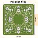 Vintage Green and White Floral Mahjong Table Mat 31.5" x 31.5"
