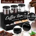 3 Pcs Coffee Canister Set with Shelf and Spoon Plastic Coffee Bean Storage Container with Lids Coffee Storage Box with Drawer Food Storage Jars for Coffee Bar Kitchen (Black)