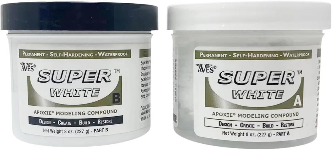 2 x Aves Apoxie Sculpt Super White - 2 Part Modeling Compound (A & B) - 1 Pound, Apoxie Sculpt for Sculpting, Modeling, Filling, Repairing, Easy to Use Self Hardening Modeling Compound