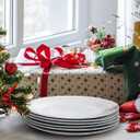 Y YHY Ceramic Dinner Plates, 10.6 Inch Porcelain Scalloped Plates, Off-White Serving Dishes Set of 6 for Home Kitchen, Microwave & Dishwasher Safe, Dinnerware Dishes Gift for Thanksgiving Christmas
