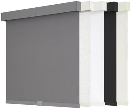 AOSKY Blackout Roller Shades Cordless Blinds for Windows, Free-Stop Shades with Valance, Thermal Insulated Fabric, UV Protection, Natural Woven Blinds for Home and Office (28" W x 72" H, Grey)