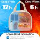 Lunch Bag for Women Large Insulated Box Reusable Tote with Preppy Bag,Soft Leather Lunchbag Work Picnic Travel (White)