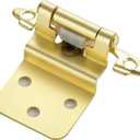 JOYDECOR 60 Pack 30 Pairs 3/8 Inch Overlay Gold Cabinet Hinges Semi-Concealed Face Mount Hinges for Cupboards Self-Closing Decorative Door Hardware