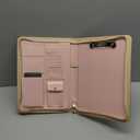 Darolin [Zippered] Portfolio Padfolio Organizer Binder with Clipboard, Leather Business Interview Resume Document Holder Folder Planner Organizer for Office Conference Notepad Bag for Women - RoseGold