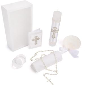 5 PCS Baptism Candle Set for Boys and Girls,White Baptism Kit Candle,Towel,Shell,Rosary andBible for Baptismal Christening First Communion Gift,Velas para Bautizo De Nio o Nia