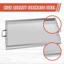 23" x 16" Universal Stainless Steel Cooking Griddle, Flat Top Plate Insert with Grease Groove and Handles for Gas and Charcoal Grills, Tailgating, Camping and Parties