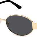SOJOS Retro Oval Sunglasses for Women Trendy Classic Shades UV400 Protection (Gold/Grey Lens)