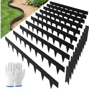 SnugNiture Galvanized Steel Landscape Edging - 4.5 inch Hammer-in Metal Garden Edging with 11Pcs Stakes, Edging for Lawn, Flower Bed and Yard - Garden Edger Border (33Ft Total)