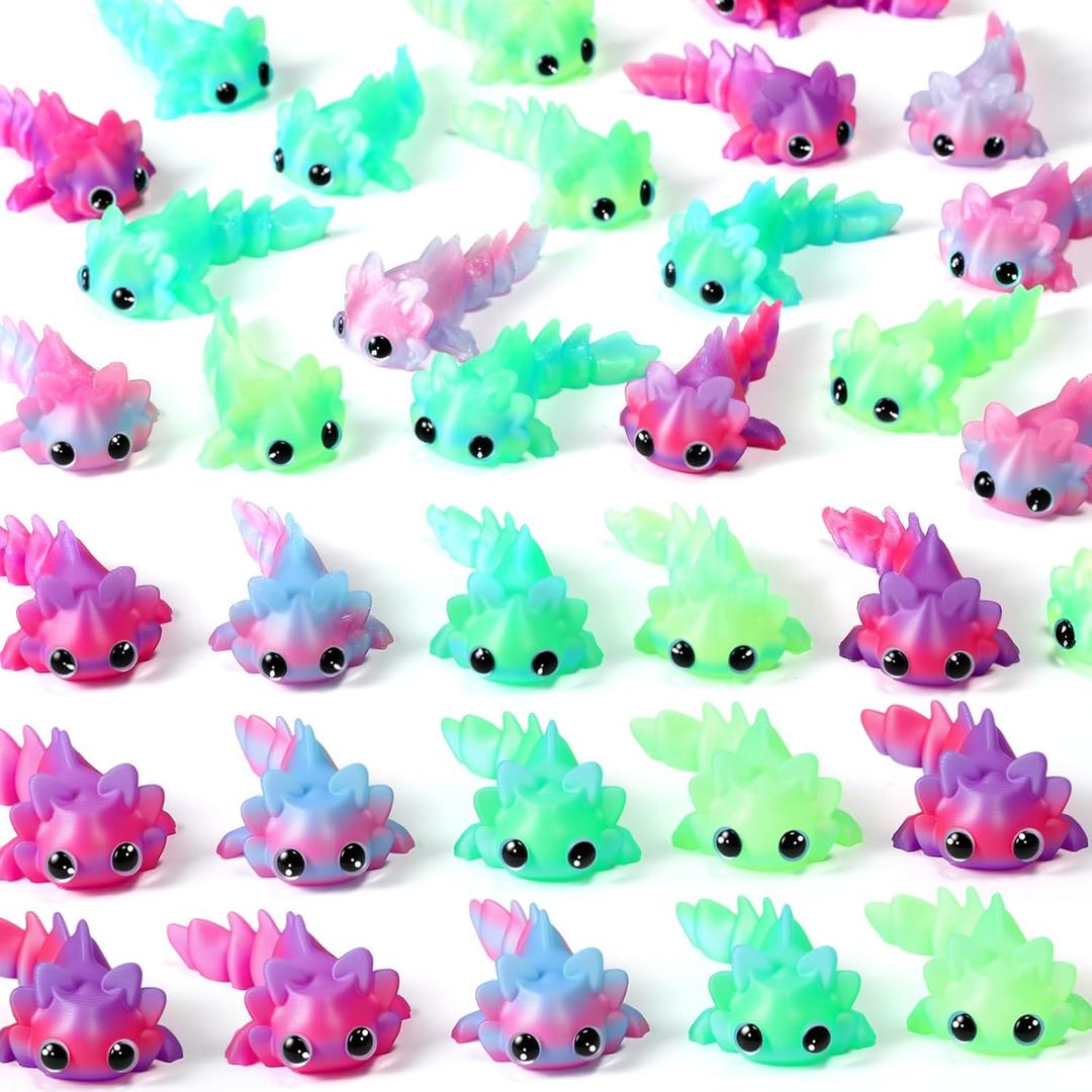 Soulchen 24 Pcs 3D Printed Axolotl Figures Charms Sensory Mini Fidget for Axolotl Graduation Party Favors Birthday Party Supplies Tiny Animal Figures for Graduation Animal Gift (Gradient)