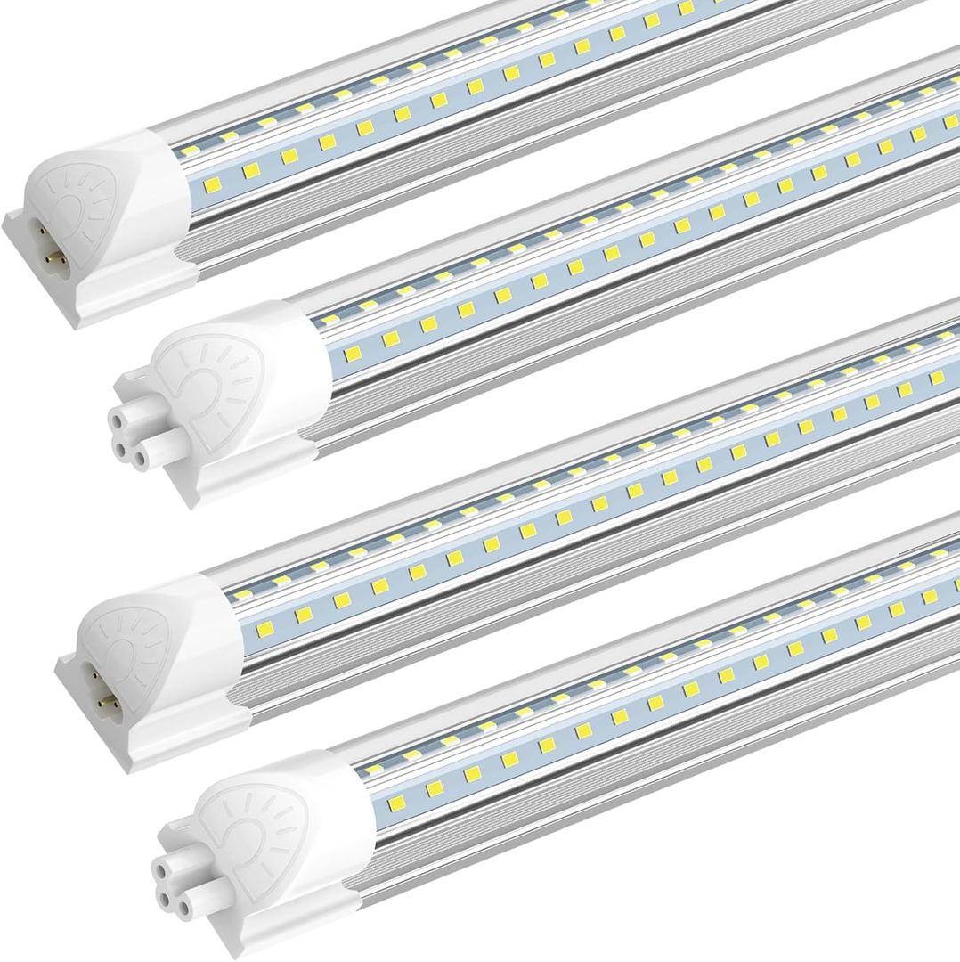 SHOPLED LED Shop Light 4FT, 45W 6300LM 5000K Daylight White, V-Shape Linkable T8 LED Tube Lights, 4 Foot Shop Lights for Workshop, Garage, Warehouse, Basement, ETL Listed, 4-Pack