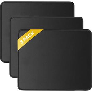 JIKIOU 3 Pack Mouse Pad with Stitched Edge, Comfortable Mouse Pads with Non-Slip Rubber Base, Washable Mousepads Bulk with Comfortable Cloth, Mouse Pads for Computers Laptop Mouse 10.2x8.3inch Black, 10.2x8.3x0.12inch