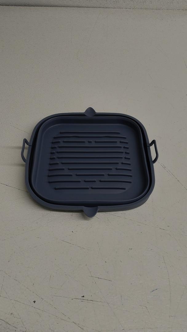 Silicone Air Fryer Liners Square - Reusable Airfryer Collapsible Basket - Easy to Clean Air Fryers Pot for 5.8 to 8 Qt Baking Tray Oven Accessories, 8.5 Inch Large (Blue)