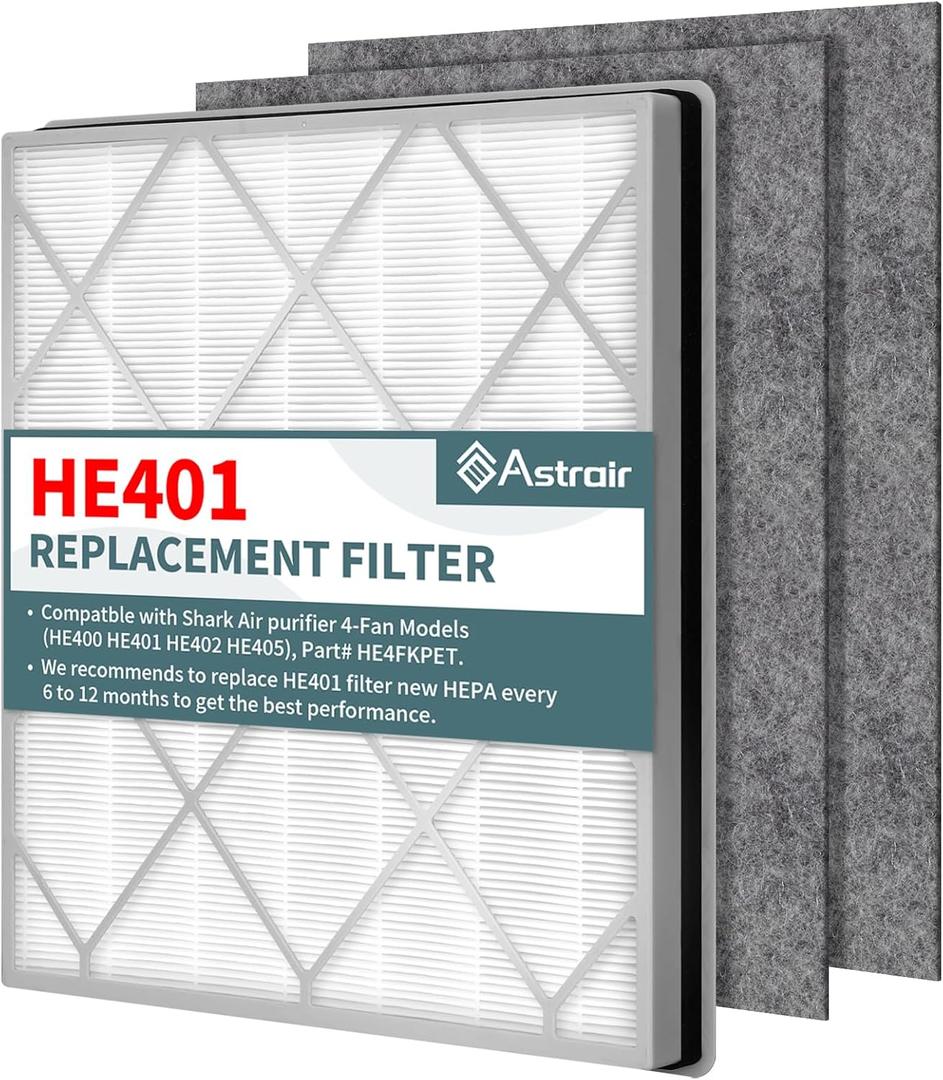 Astrair HE401 HEPA Filter Replacement 1Hepa+2Pre for Shark Air Purifier 4