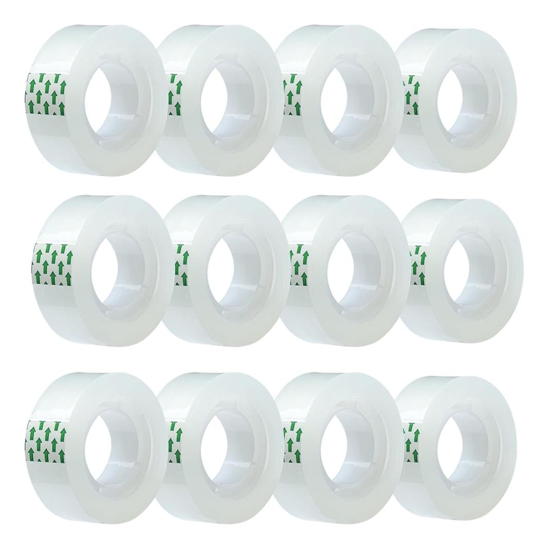 Clear Tape Refills Rolls for Dispenser, Transparent Tape, 12 Rolls, 1 inch Core, 3/4 inch x 900 inches