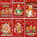 Kosiz 6 Pcs Christmas Diamond Art Kits Christmas Diamond Painting Kits for Adults Gingerbread Man House Train DIY Cartoon 5d Rhinestones Crafts with Tools for Home Wall Decoration Holiday Gifts
