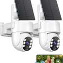 5G&2.4GHz Security Cameras Wireless Outdoor, 2K Cameras for Home Security, Solar & Battery Powered Security Camera Outdoor, Color Night Vision, PZT Human Detection, 2 Packs