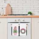 Chinoiserie Christmas Kitchen Towels, Pink Bow Coquette Christmas Tree Dish Towels for Kitchen Bathroom, Pink Christmas Hand Towels for Bathroom Kitchen, Grandmillennial Decor,16x24 Inches Set of 2