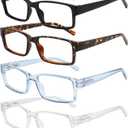 Rectangle Reading Glasses for Men and Women with Spring Hinges Clear Lens Readers