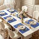 homing Faux Leather Heat Resistant Placemats 8 Packs, Waterproof Wipeable Dining PU Place Mats for Indoor & Outdoor, Easy to Clean, Sea Blue
