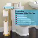 Noonext Gold Toilet Paper Holder Stand, Freestanding Toilet Paper Stand with Tray for Small Items, Toilet Paper Holder with Shelf, Storage Space for 4 Extra Toilet Paper Rolls (Gold)